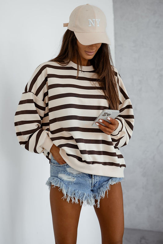   Bluza Damska Model Strel 295673065 Brown Paski - LaBalancia 