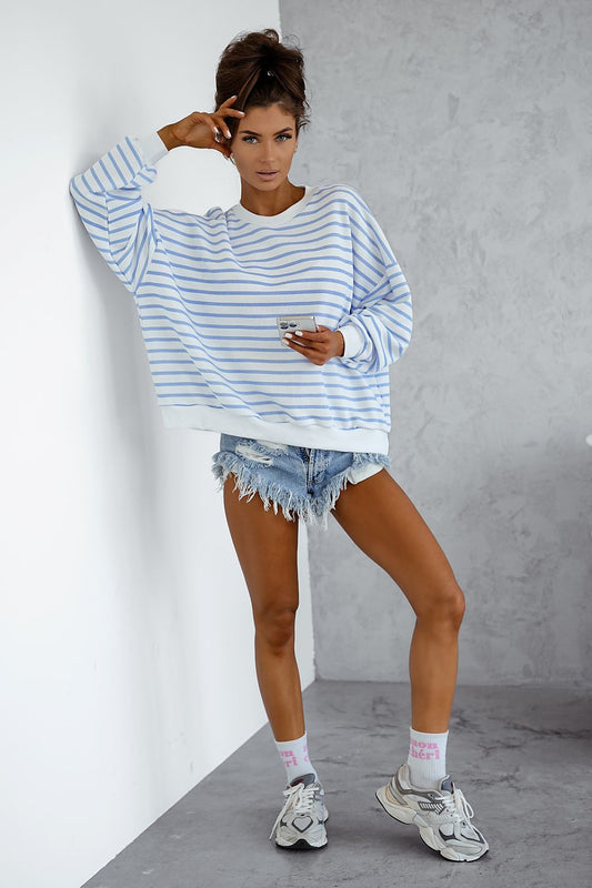   Bluza Damska Model Strel 295668859 Blue Paski - LaBalancia 