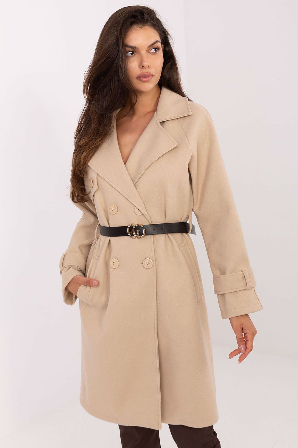   Płaszcz Damski Model IT-PL-FL5712.84 Beige - Rue Paris 
