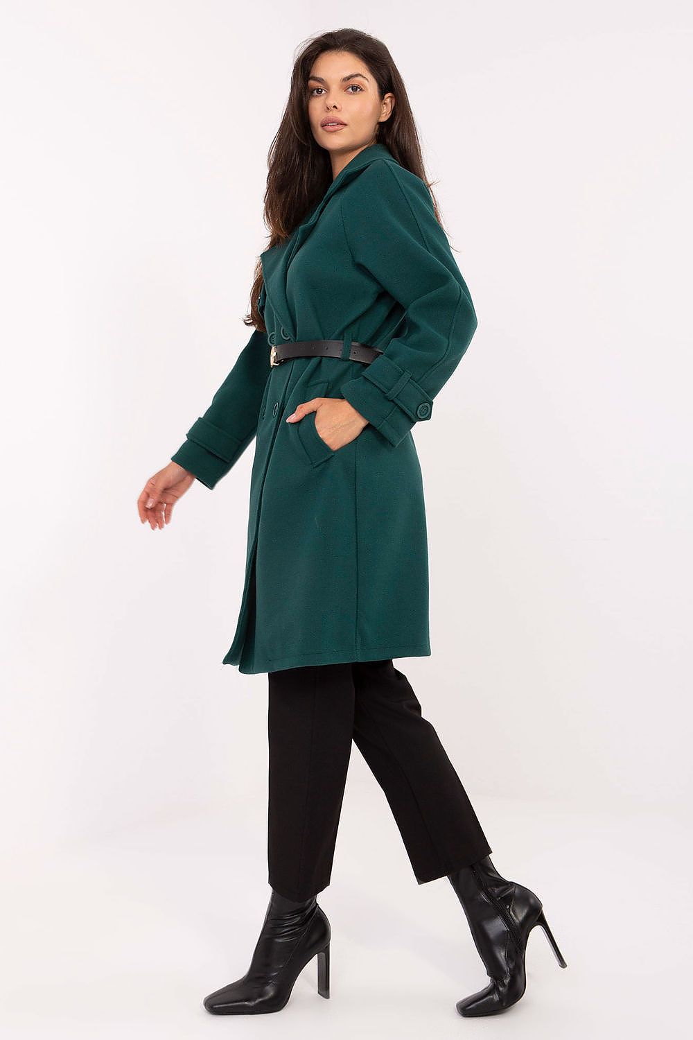   Płaszcz Damski Model IT-PL-FL5712.84 Dark Green - Rue Paris 