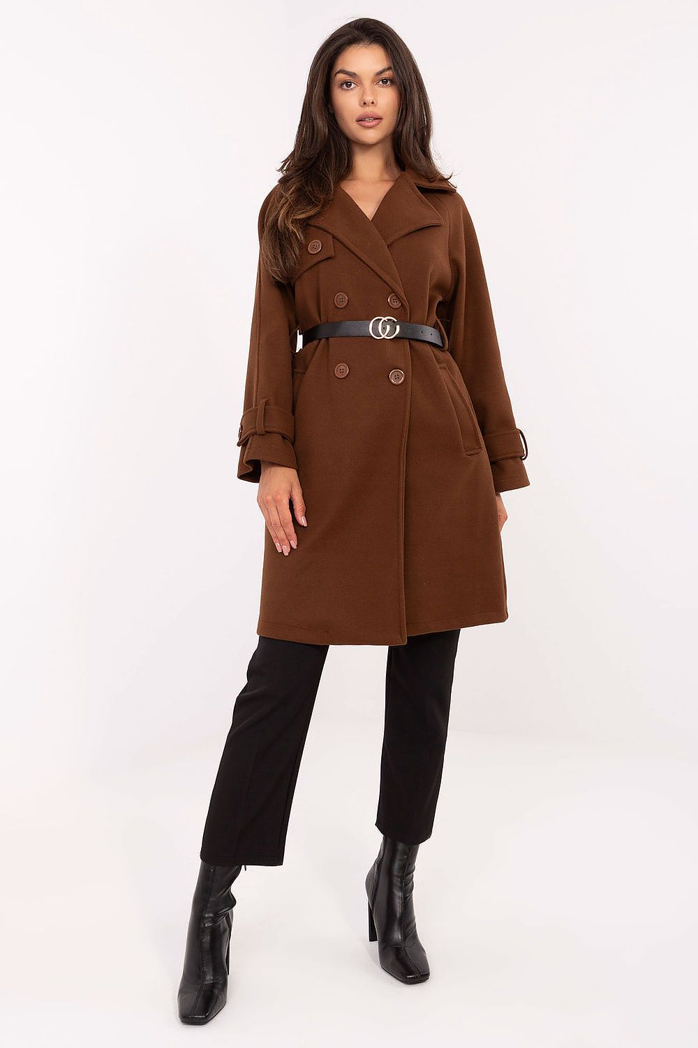   Płaszcz Damski Model IT-PL-FL5712.84 Brown - Rue Paris 