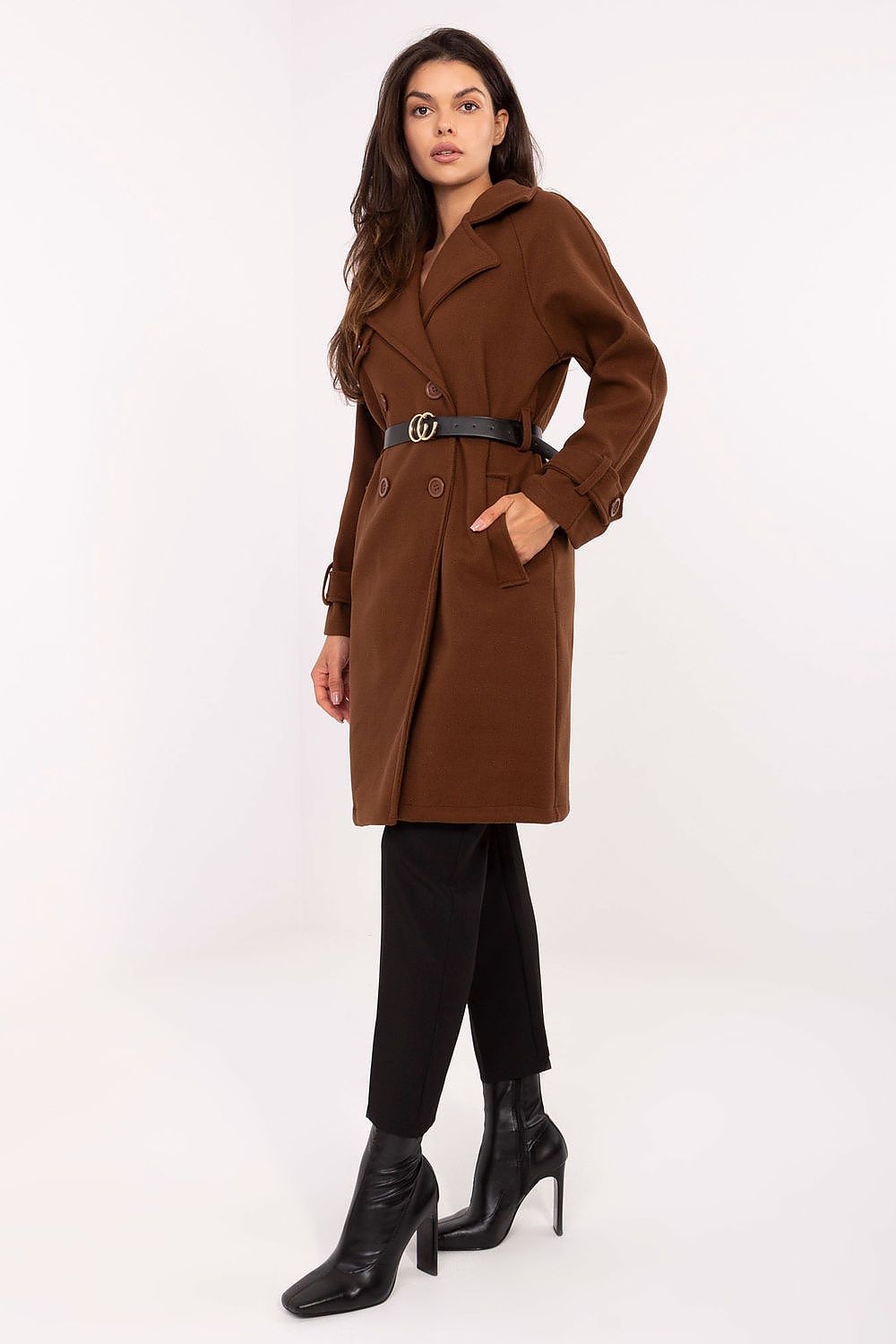   Płaszcz Damski Model IT-PL-FL5712.84 Brown - Rue Paris 