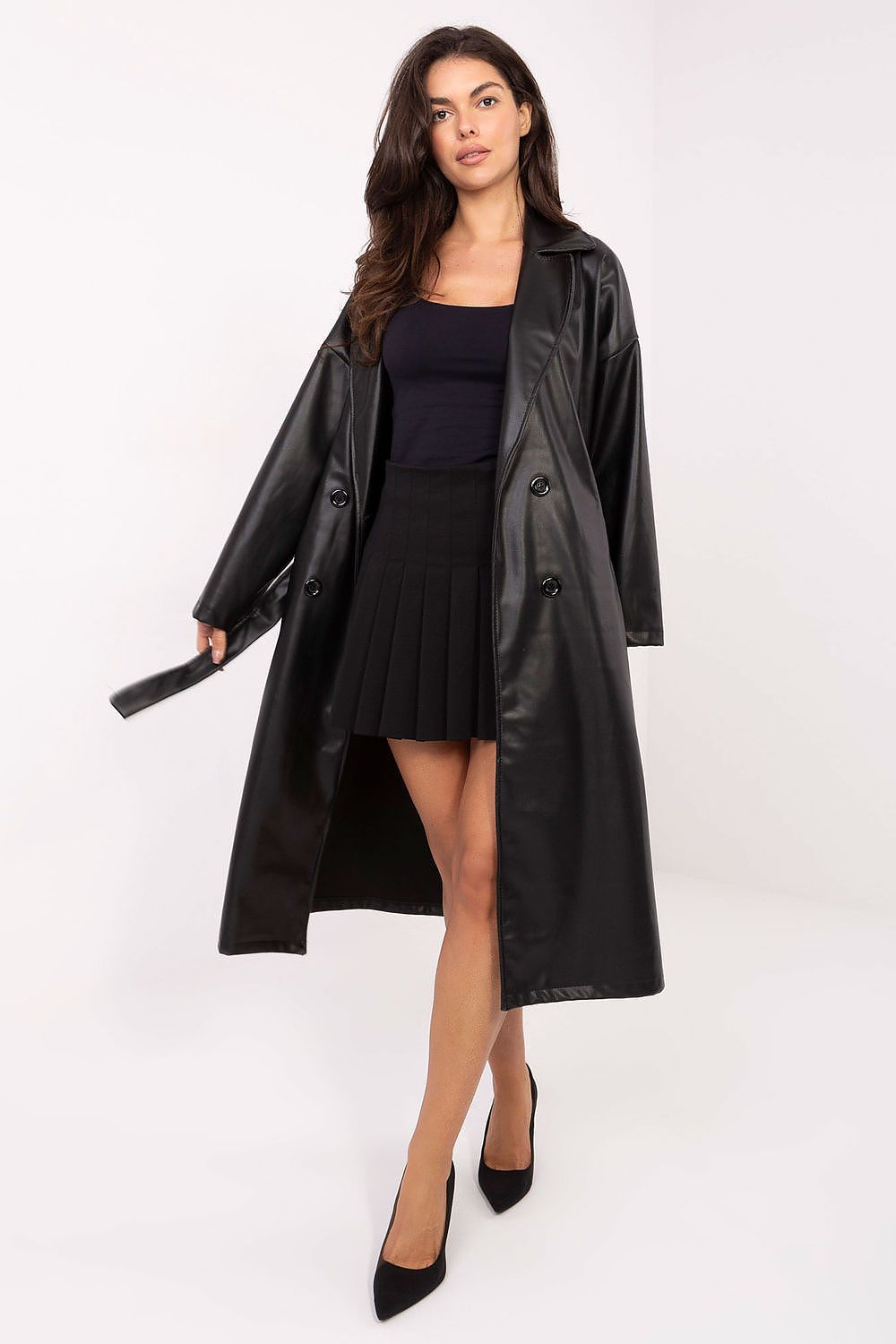   Płaszcz Damski Model IT-PL-A8393.81 Black - Rue Paris 