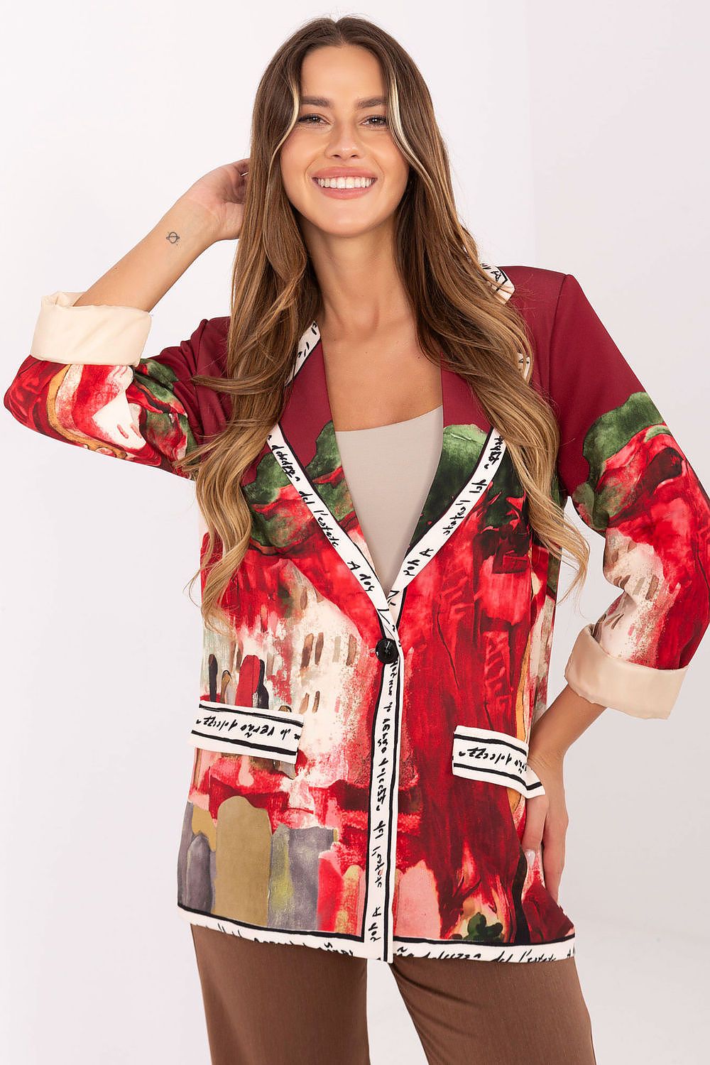   Marynarka Model IT-MA-18525.80 Bordo - Italy Moda 