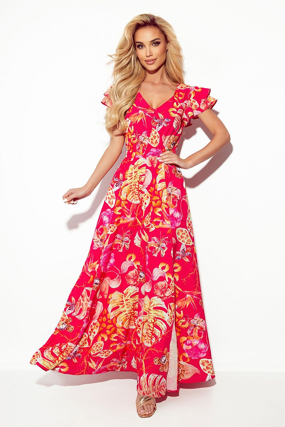   Sukienka Model Lidia 310-4 Pink Flowers - Numoco 