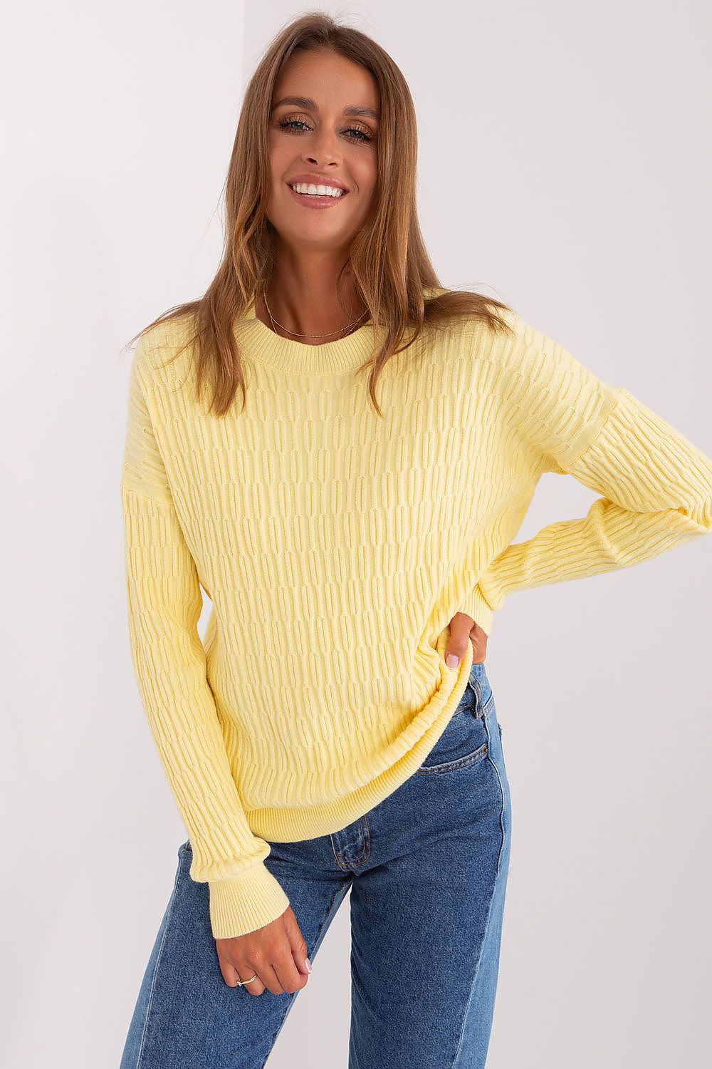   Sweter Damski Model AT-SW-2338.14P Light Yellow - AT 