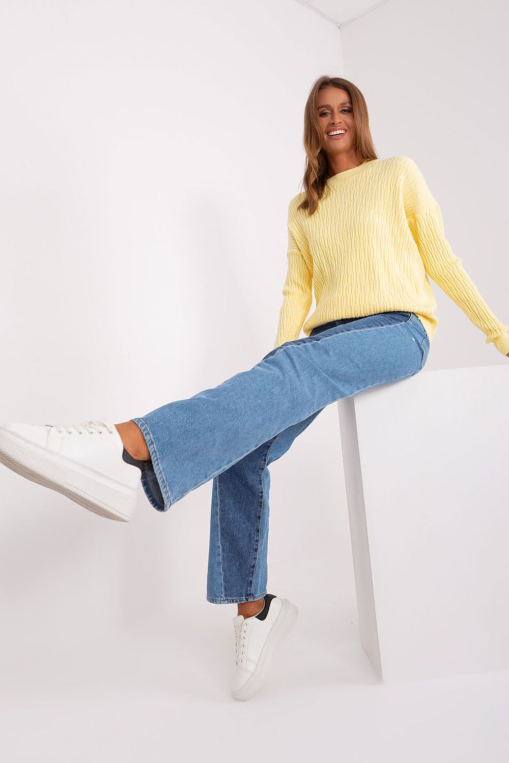  Sweter Damski Model AT-SW-2338.14P Light Yellow - AT 