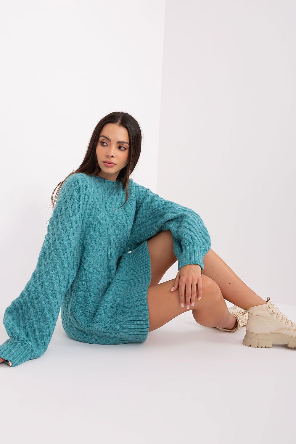   Sweter Damski Model AT-SW-2367-2.64P Turkus - AT 