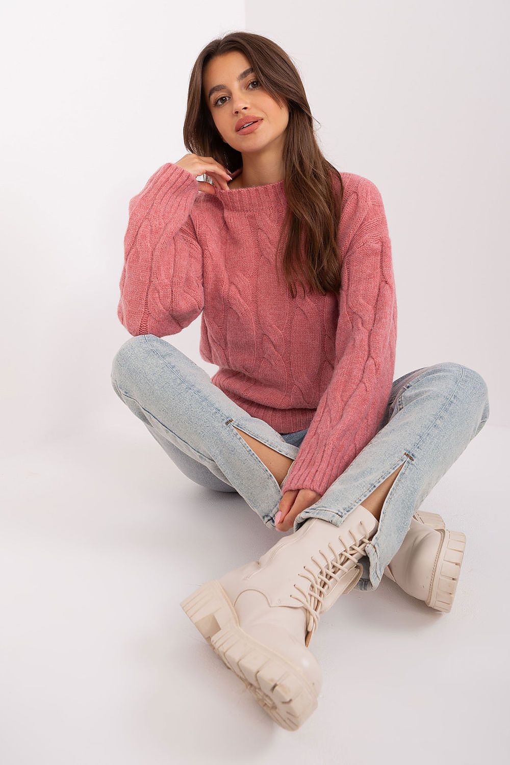   Sweter Damski Model AT-SW-0146.10P Pink - AT 