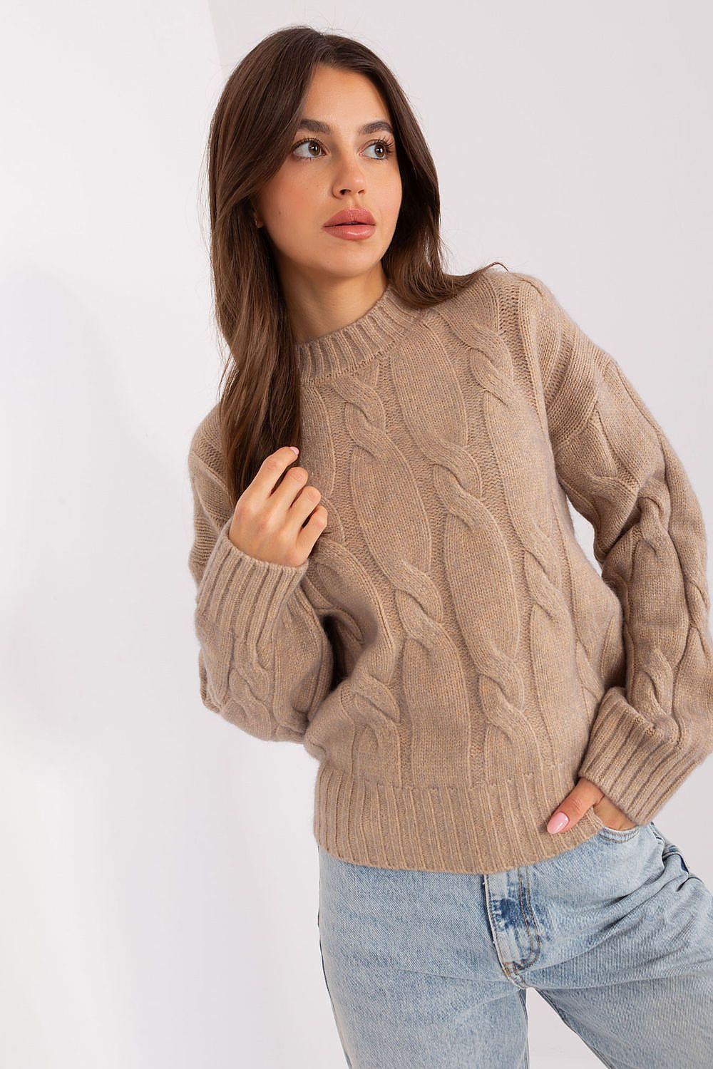   Sweter Damski Model AT-SW-0146.10P Dark Beige - AT 
