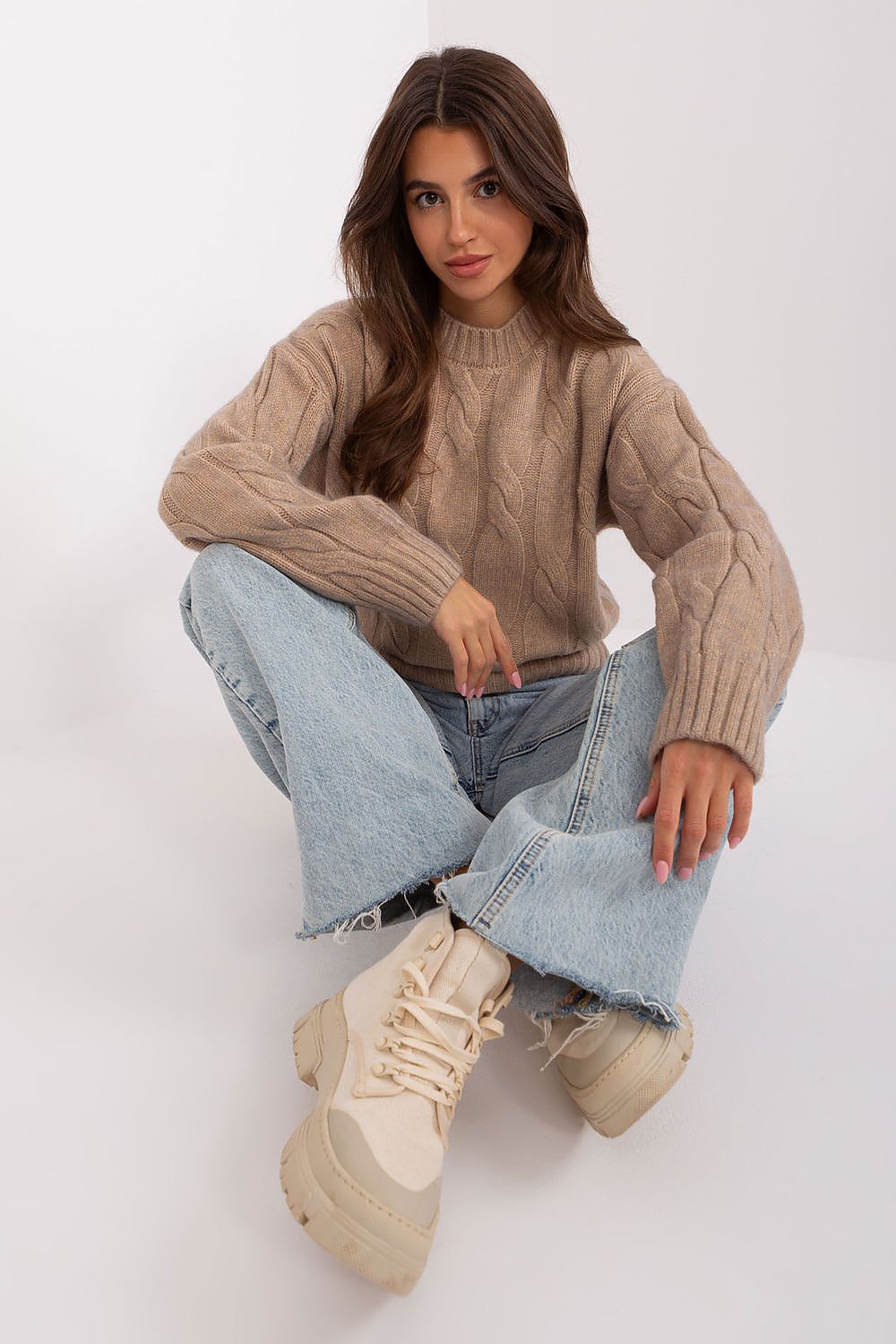   Sweter Damski Model AT-SW-0146.10P Dark Beige - AT 