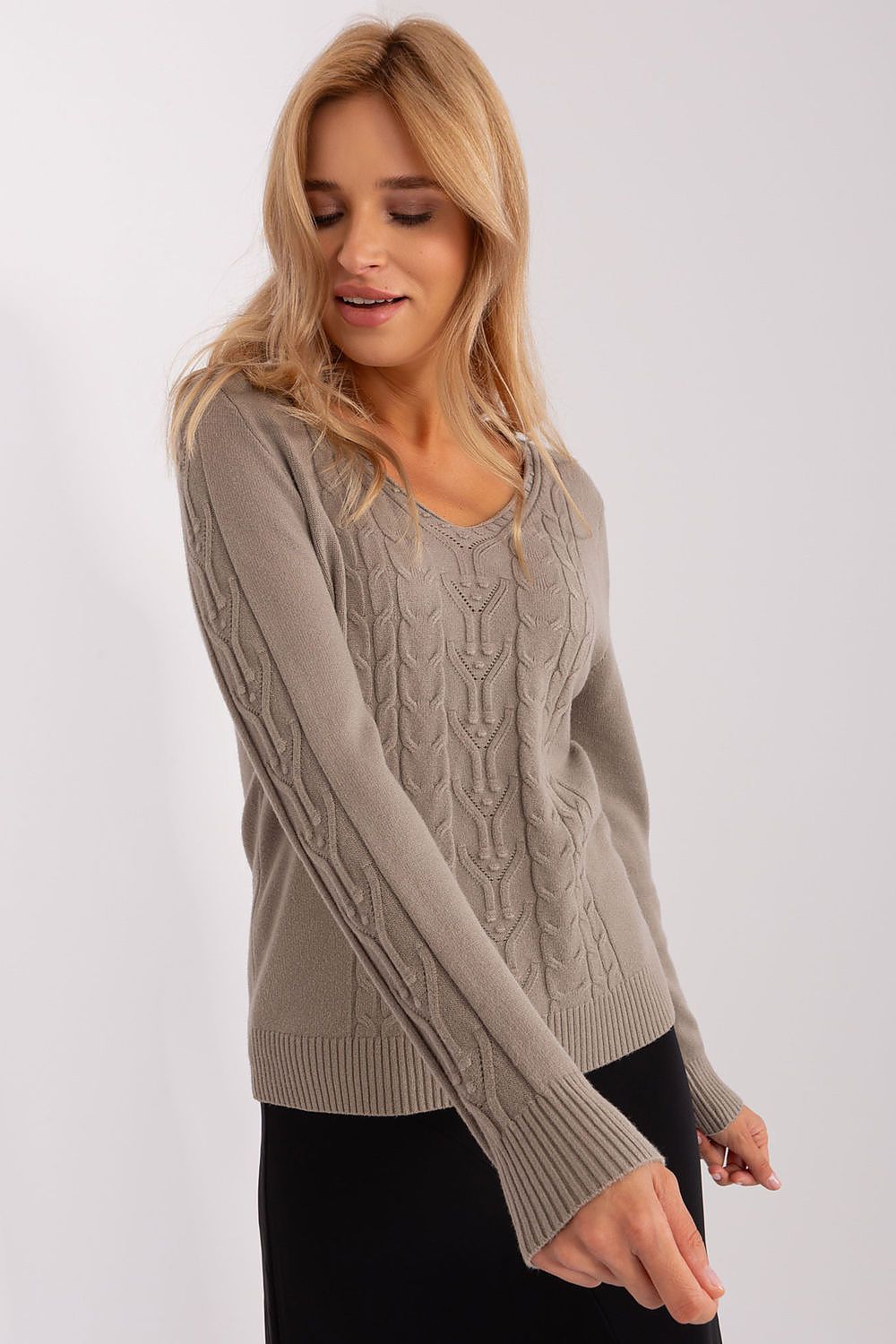   Sweter Damski Model AT-SW-2329.98P Dark Beige - AT 