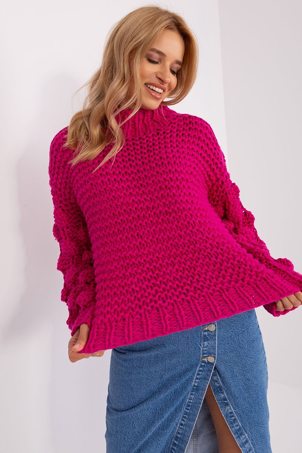   Sweter Damski Model AT-SW-2382.97P Fuksja - AT 