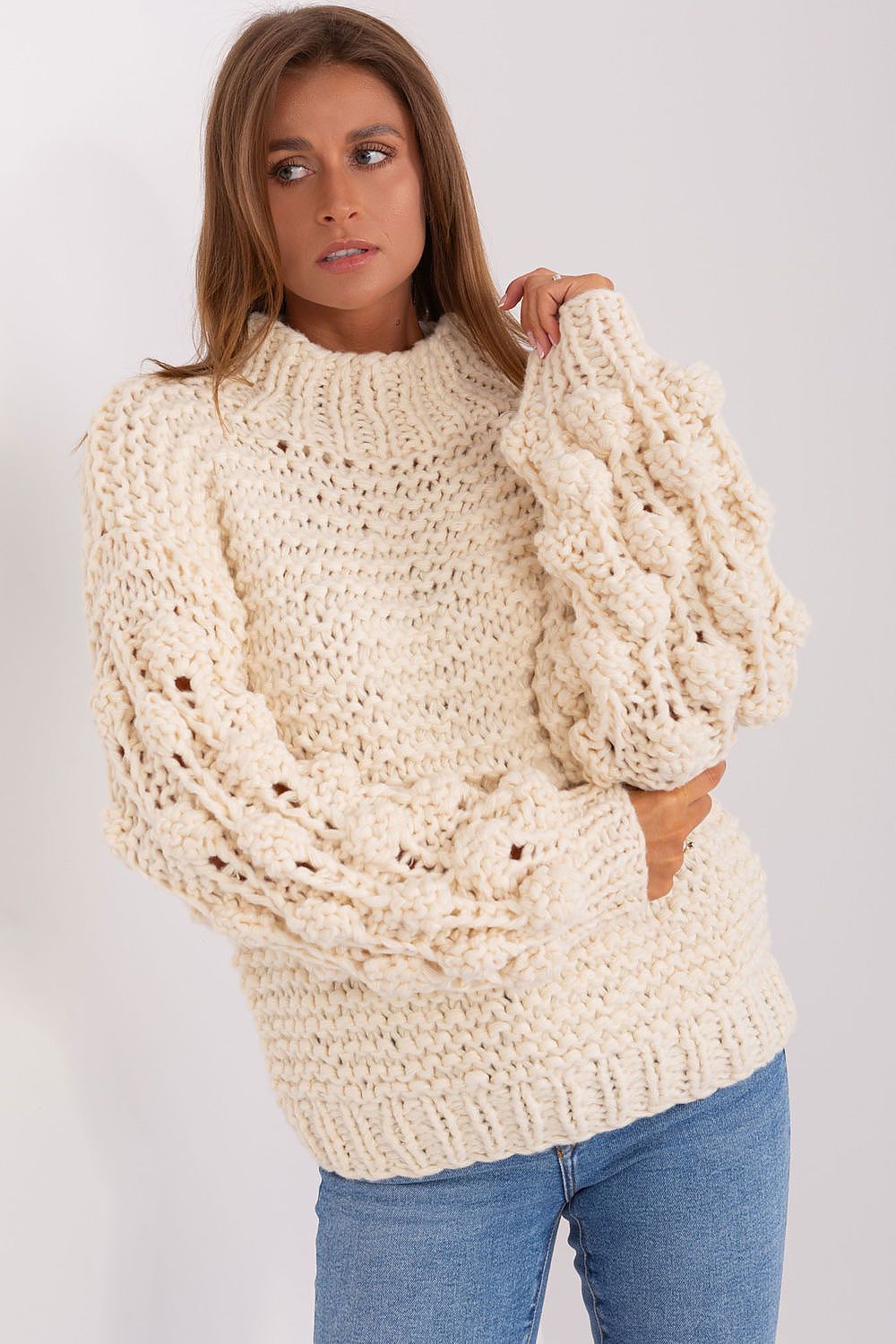   Sweter Damski Model AT-SW-2382.97P Light Beige - AT 