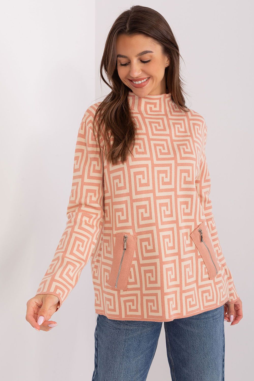   Sweter Damski Model AT-SW-2341.00P Brzoskwinia - AT 