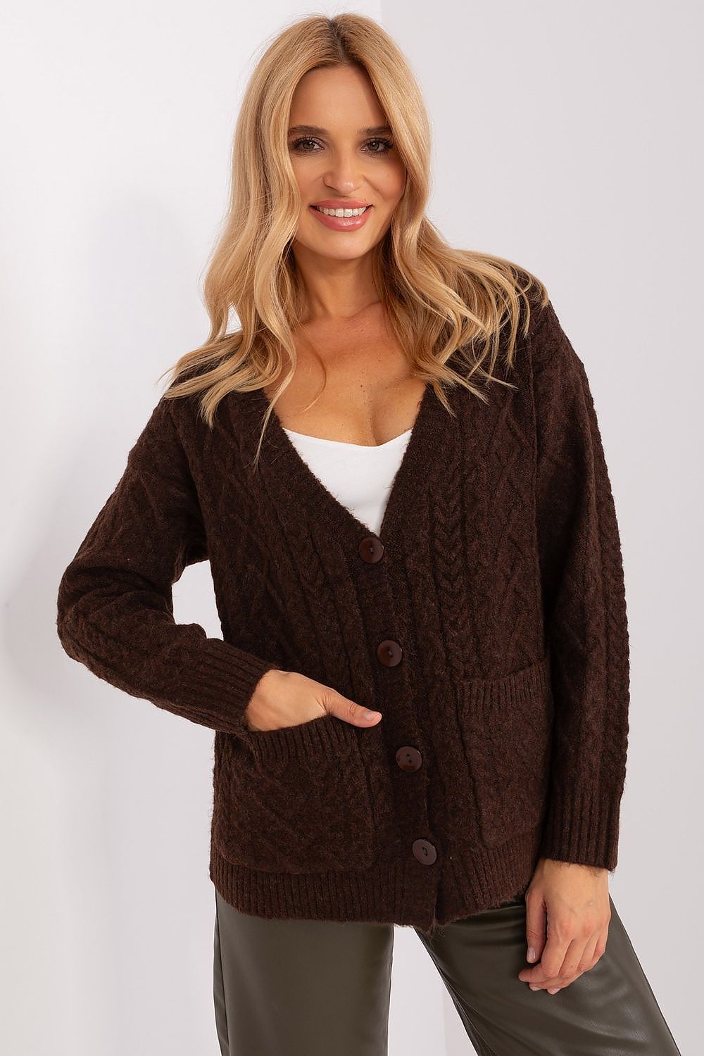  Sweter Damski Model AT-SW-2358.31 Dark Brown - AT 