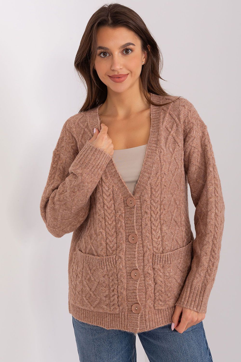  Sweter Damski Model AT-SW-2358.31 Light Brown - AT 