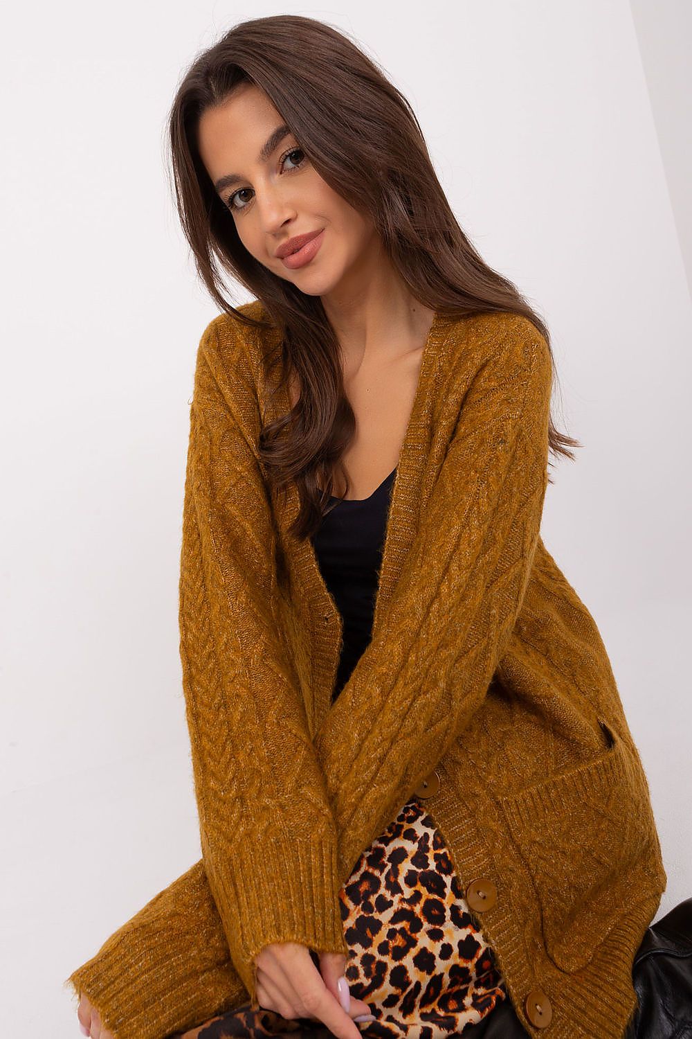  Sweter Damski Model AT-SW-2358.31 Dark Yellow - AT 