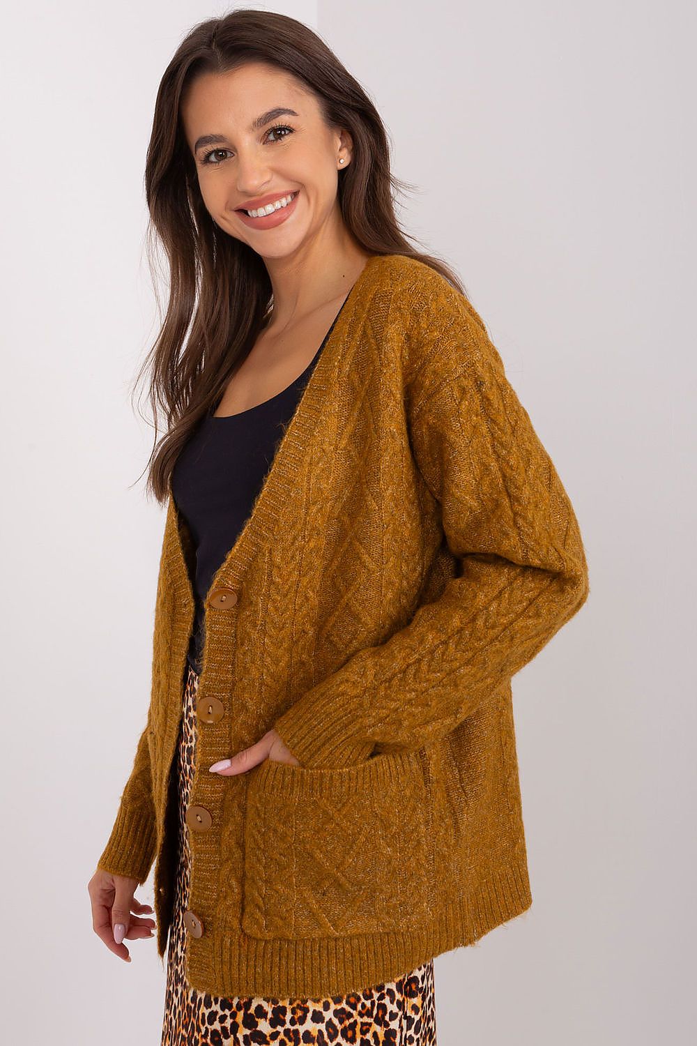  Sweter Damski Model AT-SW-2358.31 Dark Yellow - AT 
