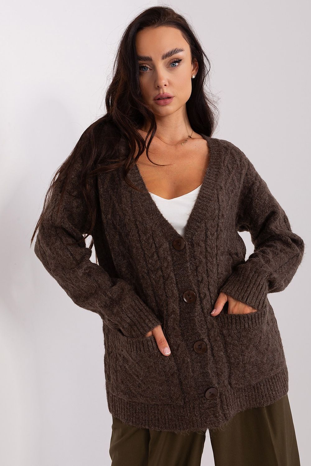  Sweter Damski Model AT-SW-2358.31 Brown - AT 