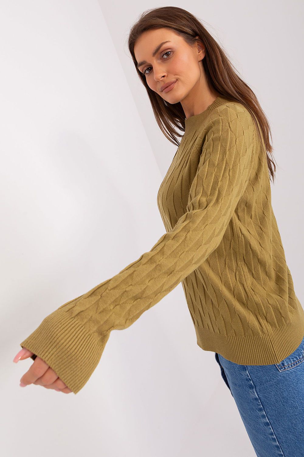  Sweter Damski Model AT-SW-2326.37X Oliwka - AT 